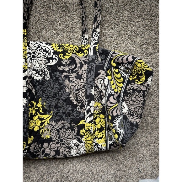 Vera Bradley Large Travel Duffel Bag Baroque Black Yellow Floral Quilt - Picture 14 of 16